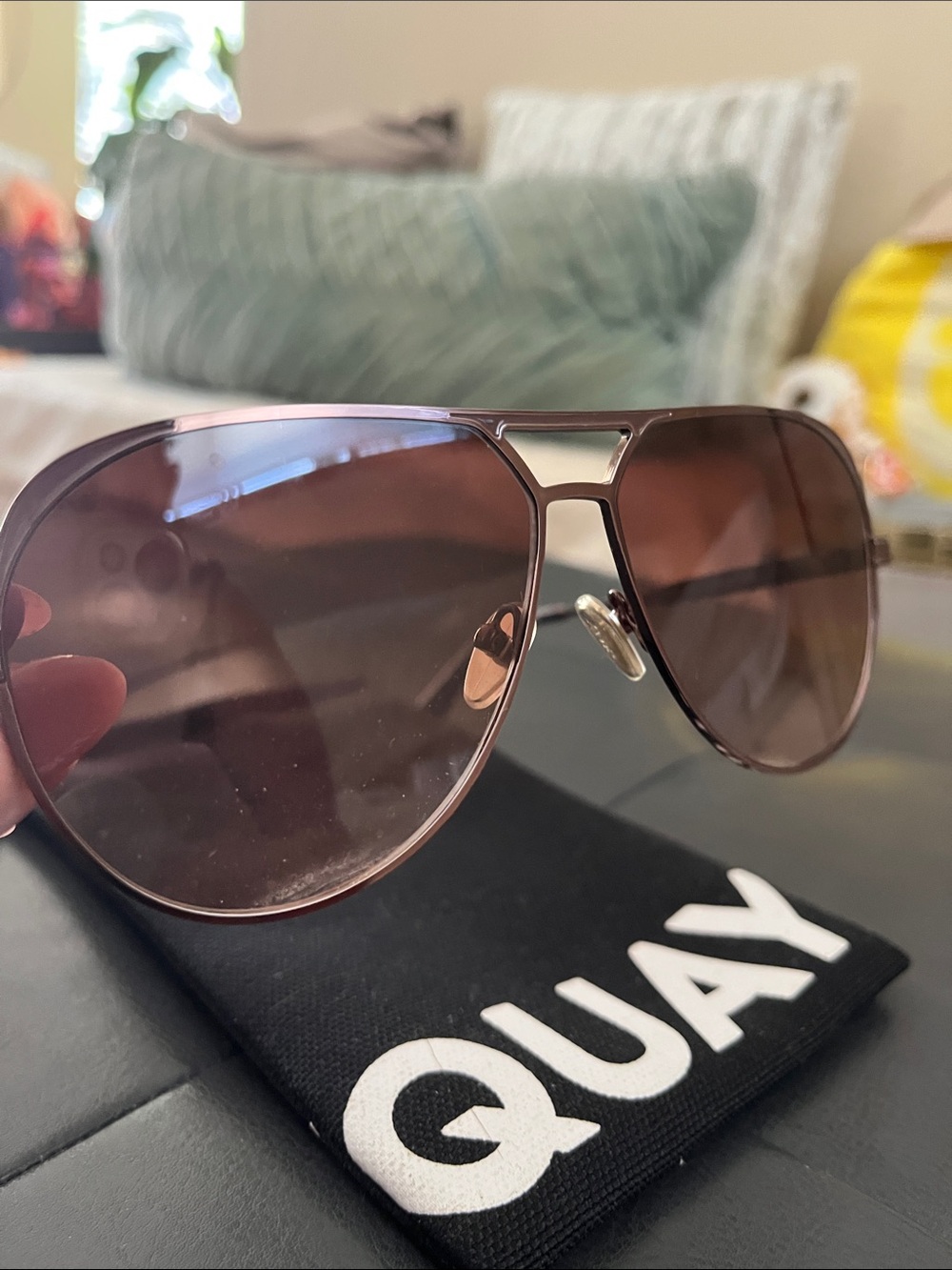 Quay Aviator Sunglasses “Open Tab” in Brown (unisex)